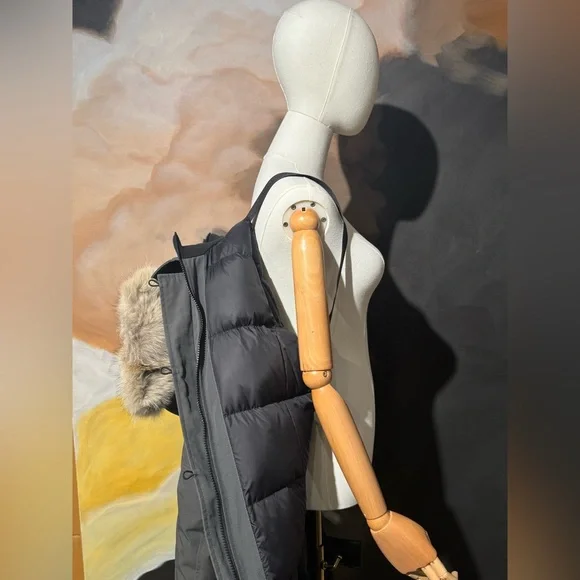 Canada Goose Kensington Graphite Hooded Down Coat with Fur Trim